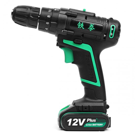 12V 1.5Ah Li-ion Battery Cordless Electric Hammer Power Drills Two Speed Power Screwdriver