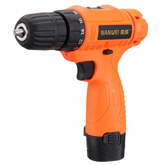 12V 18 Torque Electric Cordless Drill LED Lighting Rechargable 1/2 Li-Ion Battery Single Speed Power Drills