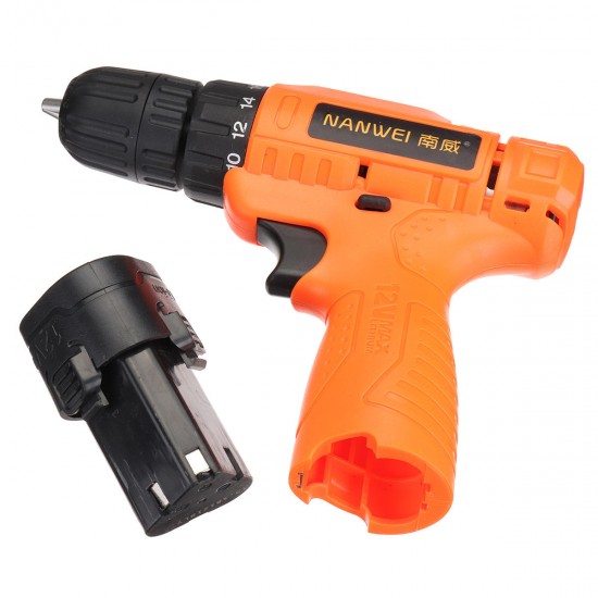 12V 18 Torque Electric Cordless Drill LED Lighting Rechargable 1/2 Li-Ion Battery Single Speed Power Drills