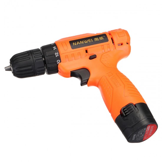 12V 18 Torque Electric Cordless Drill LED Lighting Rechargable 1/2 Li-Ion Battery Single Speed Power Drills