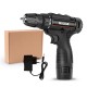 12V 3/8'' 30N.m Electric Cordless Drill Driver 2 Speeds LED Electric Screwdriver W/ Battery