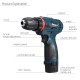 12V Li-Ion Cordless Electric Hammer Drill Driver Hand Kit 1 Speed LED Light