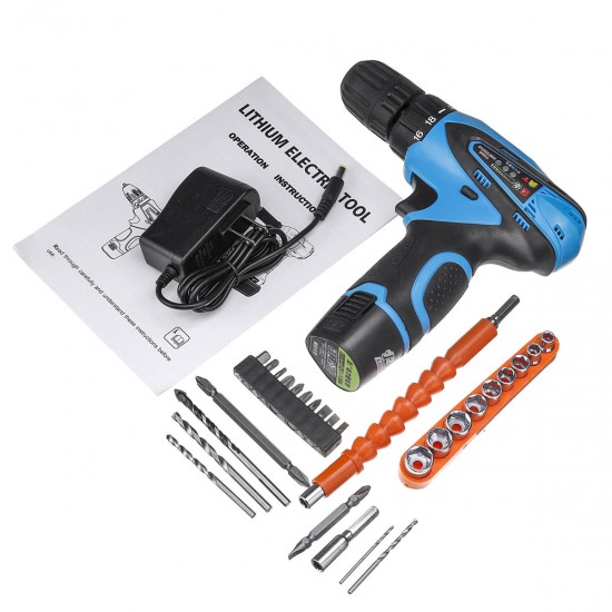 12V Li-ion Battery Cordless Power Drill Electric Screwdriver Repair Tools Kit