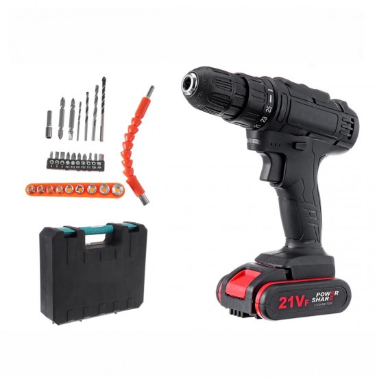 1300MAH 21V 38N.m Multi-Function Electric Cordless Drill Set Lithium Battery Charging Household Hardware Tools