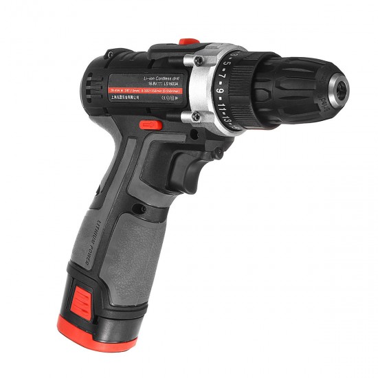 16.8V Cordless Drill 3/8'' Keyless Chuck 2 Speed Electric Screwdriver Li-Ion Battery