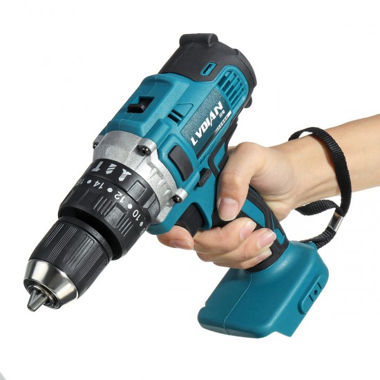 18V 3 In 1 Cordless Impact Drill 2 Speed Rechargable Electric Screwdriver Drill Li-Ion Battery Adapted to Makita Battery