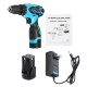 18V Cordless Power Drill 2 Speed Electric Screwdriver Repair Tools Kit W/ 2 Pcs Li-ion Battery