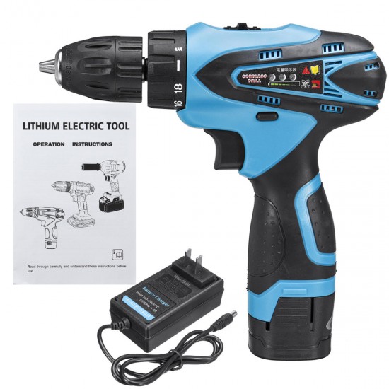 18V Li-ion Battery Cordless Electric Screwdriver Power Drill Repair Tools Kit