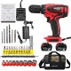 18V Rechargeable Cordless Power Impact Drills Electric Drill One/Two Battery with 28Pcs Accessories