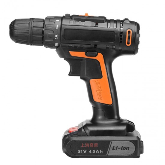 21V 4000mAh Cordless Power Drills 18+1 Electric Screw Driver Rechargeable with 1 Li-ion Battery 21V 4000mAh Cordless Power Drills 18+1 Electric Screw Driver Rechargeable with 1 Li-ion Battery