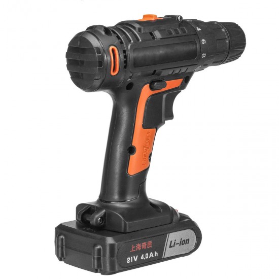 21V 4000mAh Cordless Power Drills 18+1 Electric Screw Driver Rechargeable with 1 Li-ion Battery