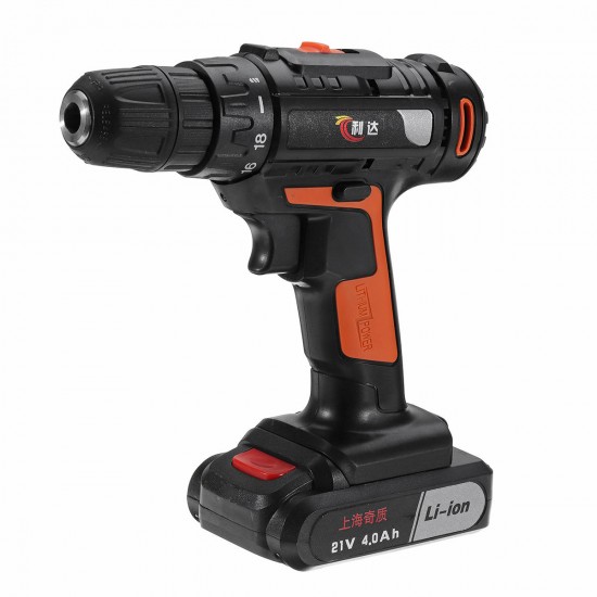 21V 4000mAh Cordless Rechargeable Power Drill Driver Electric Screwdriver with 1 or 2 Li-ion Battery