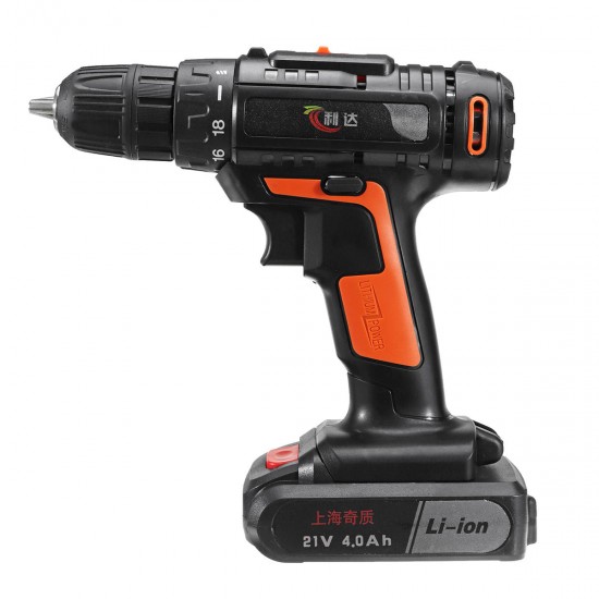 21V 4000mAh Cordless Rechargeable Power Drill Driver Electric Screwdriver with 1 or 2 Li-ion Battery