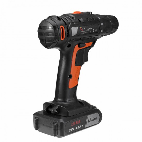 21V 4000mAh Cordless Rechargeable Power Drill Driver Electric Screwdriver with 1 or 2 Li-ion Battery