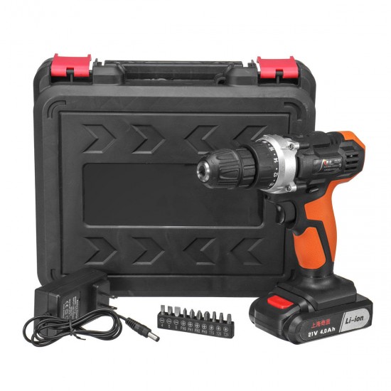 21V 4000mAh Cordless Rechargeable Power Drills 18+1 Electric Screw Driver with 1 Li-ion Battery 21V 4000mAh Cordless Rechargeable Power Drills 18+1 Electric Screw Driver with 1 Li-ion Battery