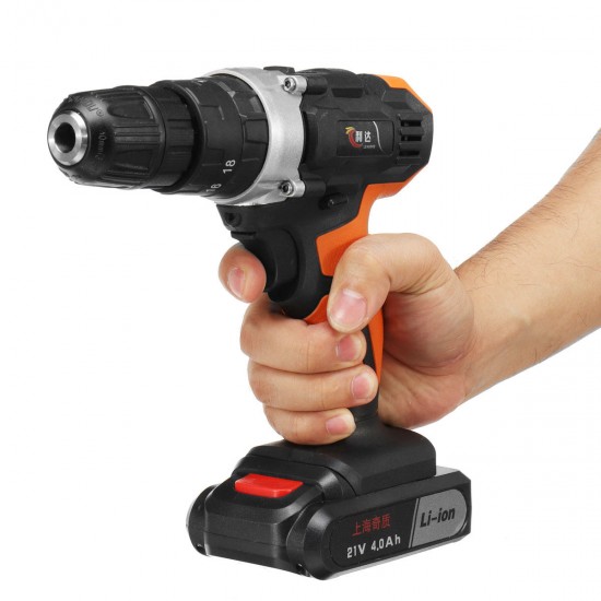 21V 4000mAh Cordless Rechargeable Power Drills 18+1 Electric Screw Driver with 1 Li-ion Battery 21V 4000mAh Cordless Rechargeable Power Drills 18+1 Electric Screw Driver with 1 Li-ion Battery