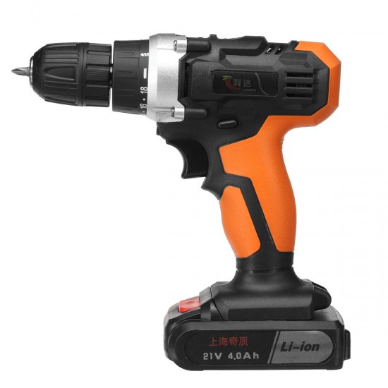 21V 4000mAh Cordless Rechargeable Power Drills 18+1 Electric Screw Driver with 2 Li-ion Batteries