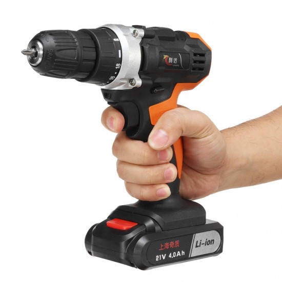 21V 4000mAh Cordless Rechargeable Power Drills 18+1 Electric Screw Driver with 2 Li-ion Batteries