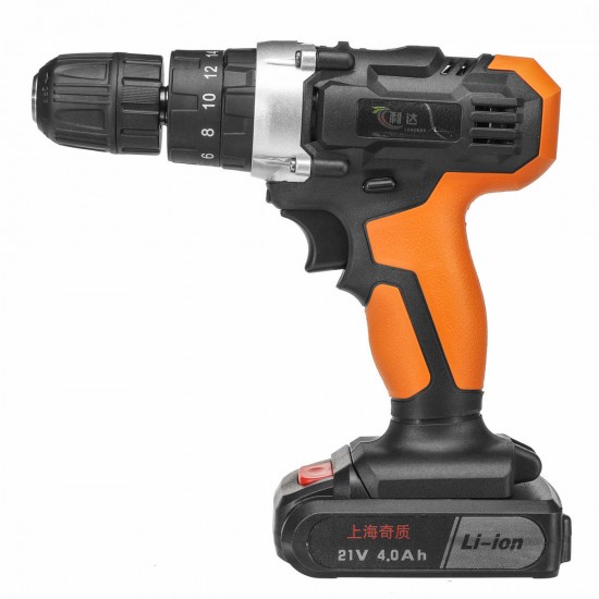 21V 4000mAh Li-ion Cordless Electric Impact Drill 18+3 Clutches 2 Speed Power Drills With 2 Batteries