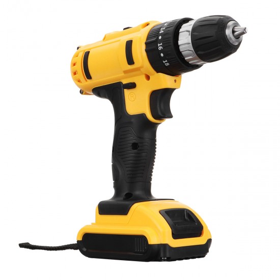 21V Cordless Drill Driver 18+3 Torque Multi-functional Household Electric Screwdriver W/ 2X 1500mAh Li-ion Battery