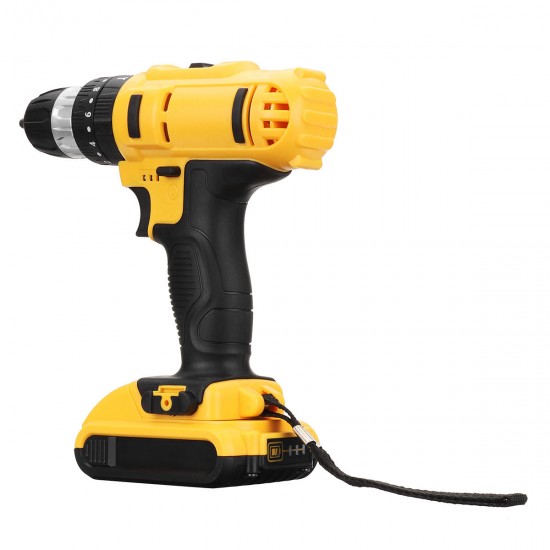 21V Cordless Drill Driver 18+3 Torque Multi-functional Household Electric Screwdriver W/ 2X 1500mAh Li-ion Battery