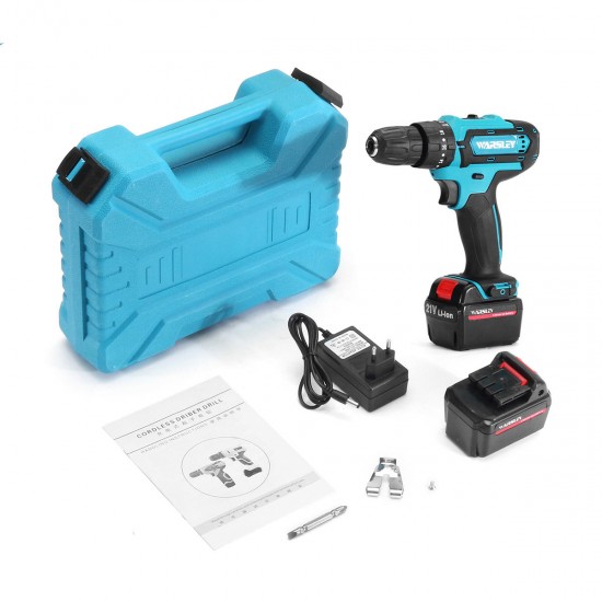 21V Cordless Impact Power Drill Rechargeable 2 Speed Electric Screwdriver Driver with 2 Batteries