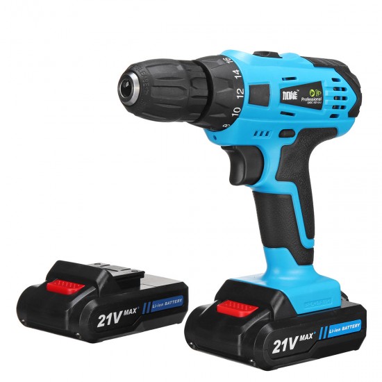 21V Cordless Power Drill 2 Speed Electric Screwdriver with 2 Multipurpose Li-ion Batteries