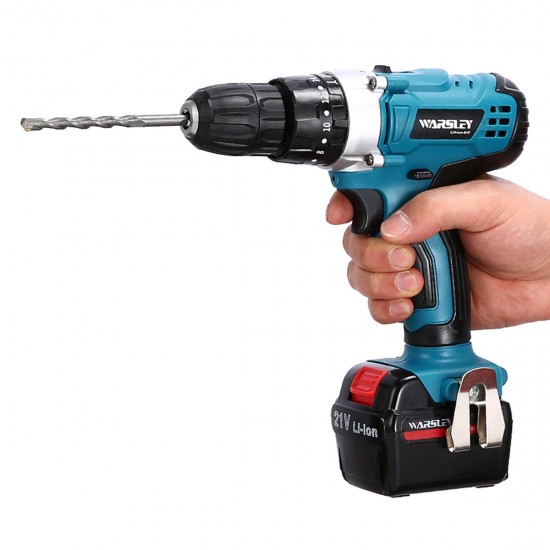 21V Cordless Power Impact Drill Rechargeable 2 Speed Electric Screwdriver Driver with 2 Batteries