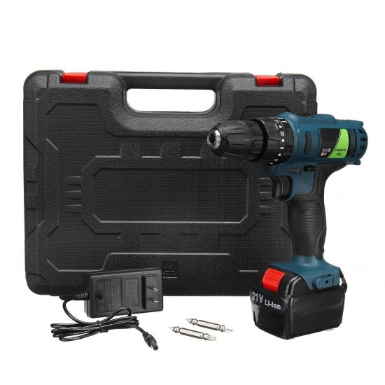 21V Li-ion Rechargeable Battery Cordless Power Impact Drill Electric Screwdriver