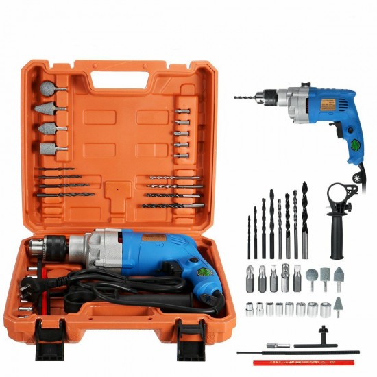 220V 2200W Electric Impact Drill Kit Waterproof Power Drill Household 13mm Chuck 28Pcs