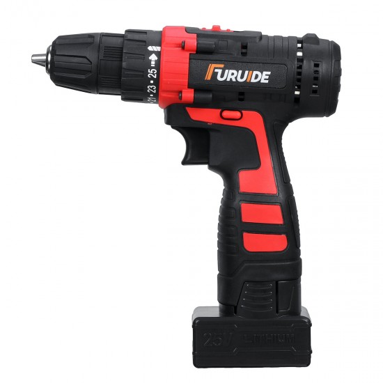 25 V Drill 2 Speed Electric Cordless Drill Driver with Bits Set Batteries