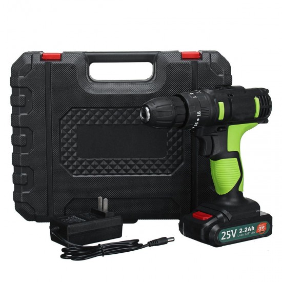 25V 2200mAh Li-ion Battery Cordless Power Impact Drill Driver Electric Screwdriver