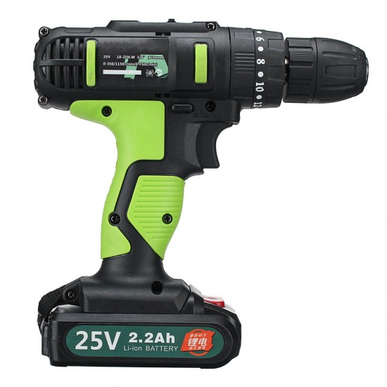 25V 2200mAh Li-ion Battery Cordless Power Impact Drill Driver Electric Screwdriver