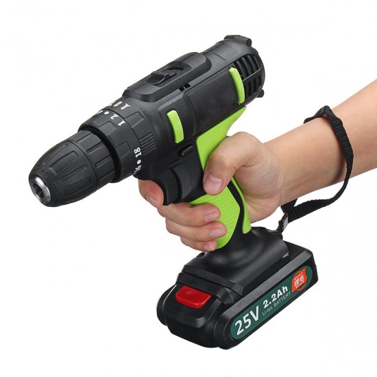 25V 2200mAh Li-ion Battery Cordless Power Impact Drill Driver Electric Screwdriver