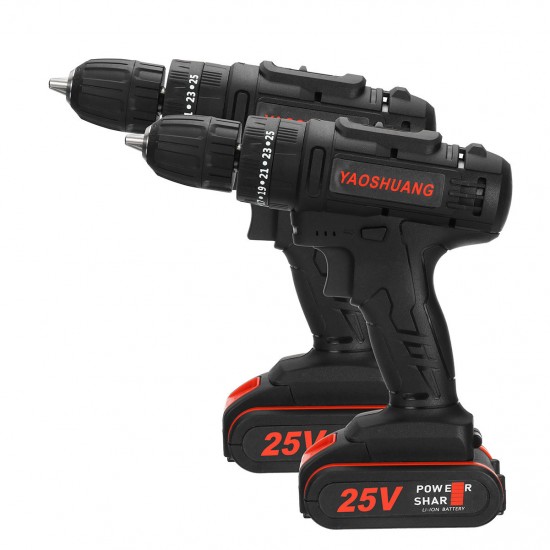 25V 3/8'' Cordless Rechargeable Electric Impact Hammer Screwdriver Drill 2 Battery 25V 3/8'' Cordless Rechargeable Electric Impact Hammer Screwdriver Drill 2 Battery