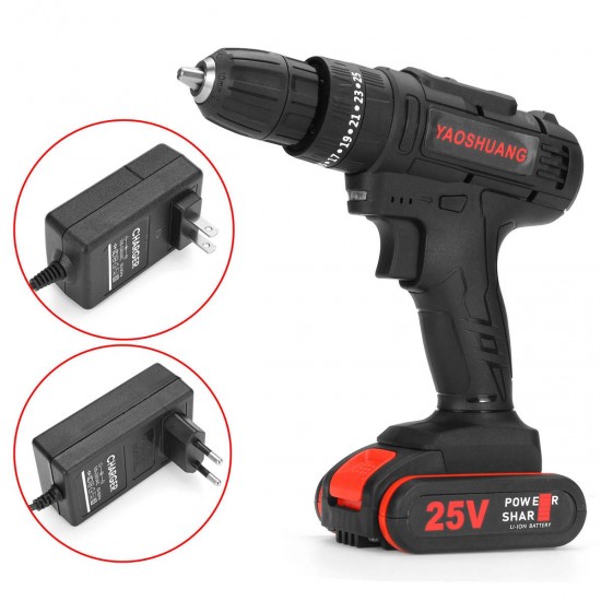 25V 3/8'' Cordless Rechargeable Electric Impact Hammer Screwdriver Drill Power with 1 Battery 25V 3/8'' Cordless Rechargeable Electric Impact Hammer Screwdriver Drill Power with 1 Battery