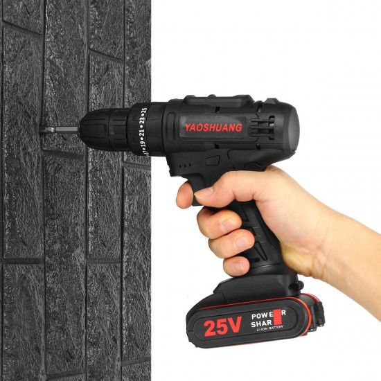 25V 3/8'' Cordless Rechargeable Electric Impact Hammer Screwdriver Drill Power with 1 Battery 25V 3/8'' Cordless Rechargeable Electric Impact Hammer Screwdriver Drill Power with 1 Battery