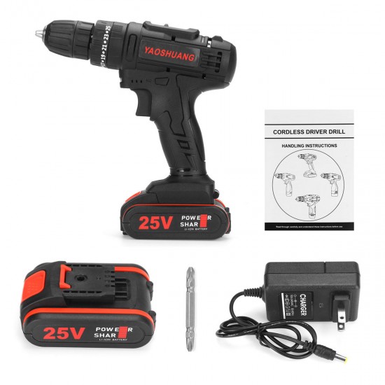 25V 3/8'' Cordless Rechargeable Electric Impact Hammer Screwdriver Drill Power with 1 Battery 25V 3/8'' Cordless Rechargeable Electric Impact Hammer Screwdriver Drill Power with 1 Battery