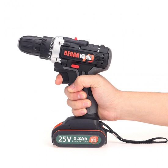 25V Cordless Electric Screwdriver Rechargable Power Drills Driver Tool 2200mAh Li-ion Battery