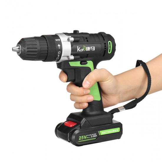 25V Electric Screwdriver 3.0Ah Li-ion Battery Rechargeable Cordless Drill 2 Speed