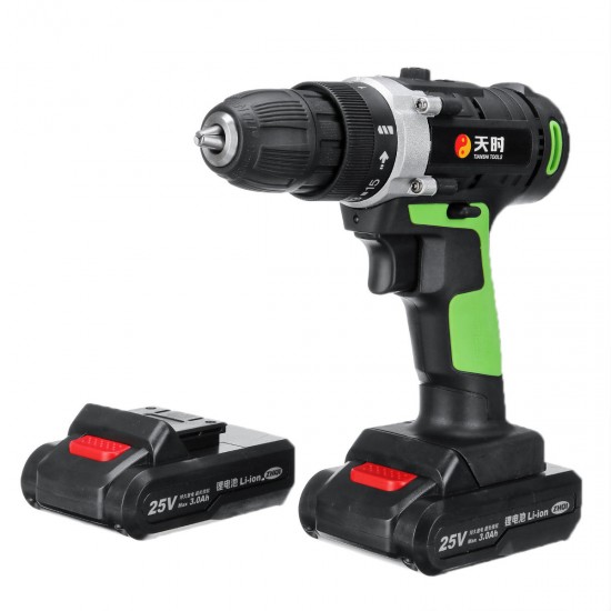 25V Rechargeable Cordless Electric Drill Screwdriver W/ 1 or 2 Lithium Battery 1500mAh