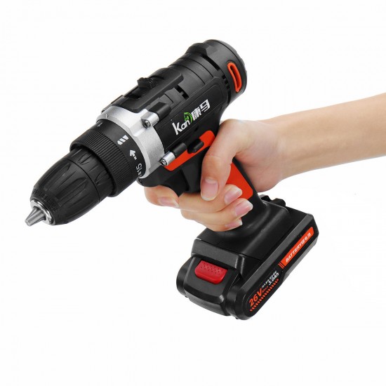 26V 350Nm Cordless Electric Drill 15+1 Screw Driver Kit with 3000mAh Lithium Battery