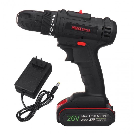 26V Electric Cordless Drill Driver Power Drill 2 Speed With LED Light