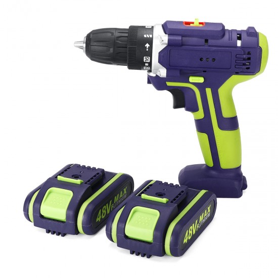 3 In 1 Hammer Drill 48VF Cordless Drill Double Speed Power Drills LED lighting 1/2Pcs Large Capacity Battery 50Nm 25+1 Torque Electric Drill