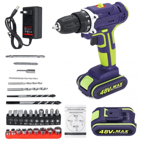 3 In 1 Hammer Drill 48VF Cordless Drill Double Speed Power Drills LED lighting 1/2Pcs Large Capacity Battery 50Nm 25+1 Torque Electric Drill 3 In 1 Hammer Drill 48VF Cordless Drill Double Speed Power Drills LED lighting 1/2Pcs Large Capacity Battery 50Nm 25+1 Torque Electric Drill