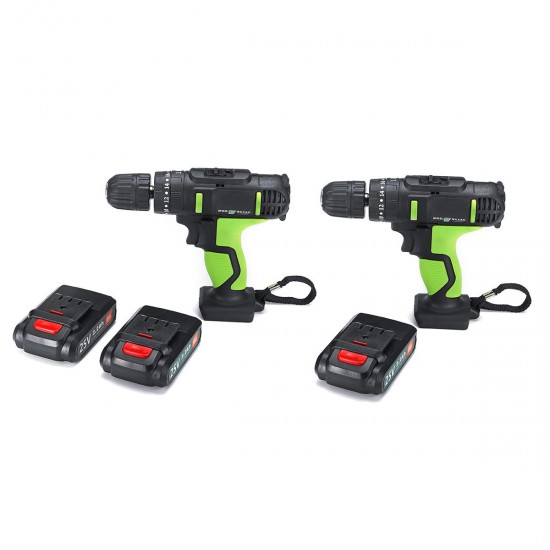 3 in 1 25V Cordless Impact Drill Double Speed Electric Screwdriver Li-ion Battery Rechargable Drill