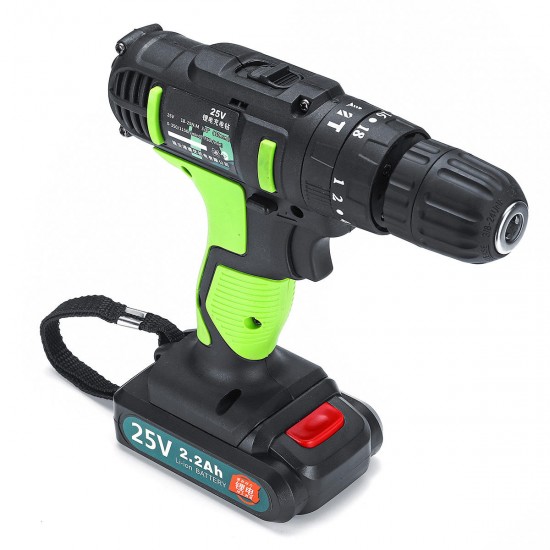 3 in 1 25V Cordless Impact Drill Double Speed Electric Screwdriver Li-ion Battery Rechargable Drill