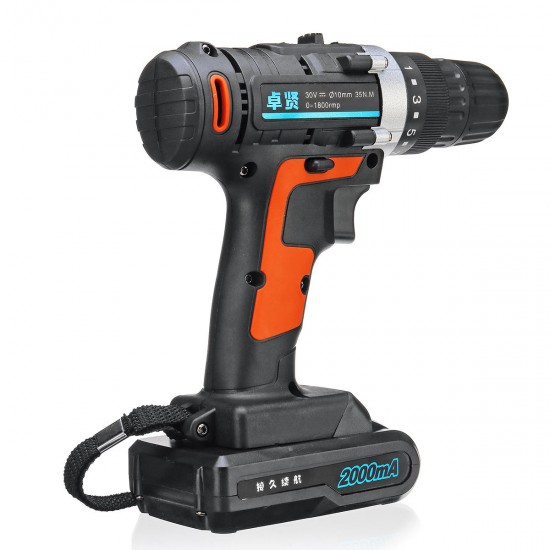 30V Cordless Rechargeable Power Drill Driver Electric Screwdriver with 2 Li-ion Batteries 30V Cordless Rechargeable Power Drill Driver Electric Screwdriver with 2 Li-ion Batteries