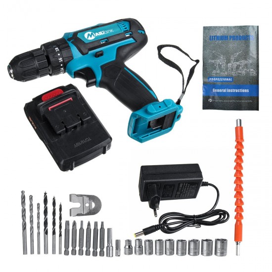 32V 2-Speed 6000mah Cordless Drill 3IN1 Electric Screwdriver Hammer Impact Hand Drill