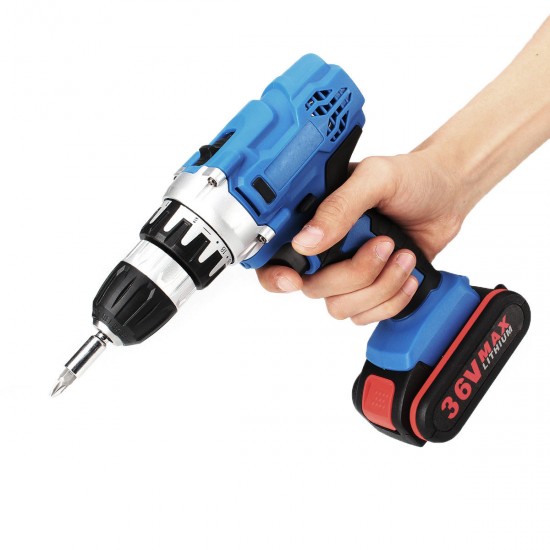 36V Electric Drill Cordless Power Screwdriver 18+1 Torque W/ 1 or 2 Li-ion Battery